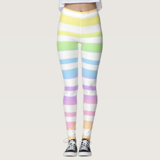 Leggings Pastel Rainbow Stripes Blur Art Design Abstrait