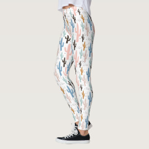 Leggings Pastel Saguaro Cactus Motif