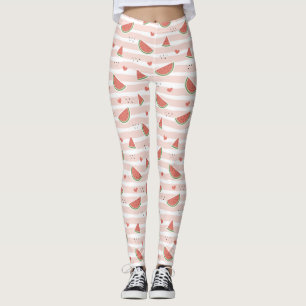 Leggings Pastèques rouges, Coeurs, Grandes Pâtes, Motif d'é
