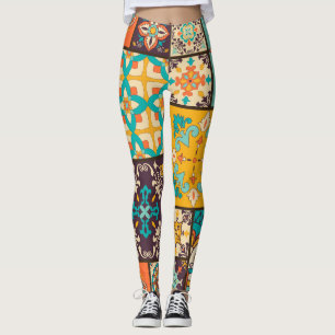 Leggings Patchwork coloré Tile islamique sans couture