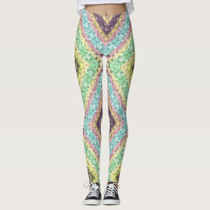 Leggings Patchwork folk décoration rétro jaune brillant