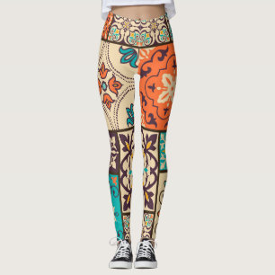 Leggings Patchwork islamique coloré : Carrelage Vintage.