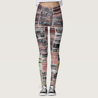 Leggings Patchwork Quilt Collage Impression transparente.