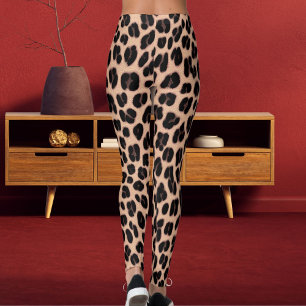 Leggings Patel Gris Orange Marron Foncé Imprimé Safari Léop