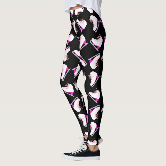 Leggings Patinage sur glace Motif rose patinage artistique  (Gauche)