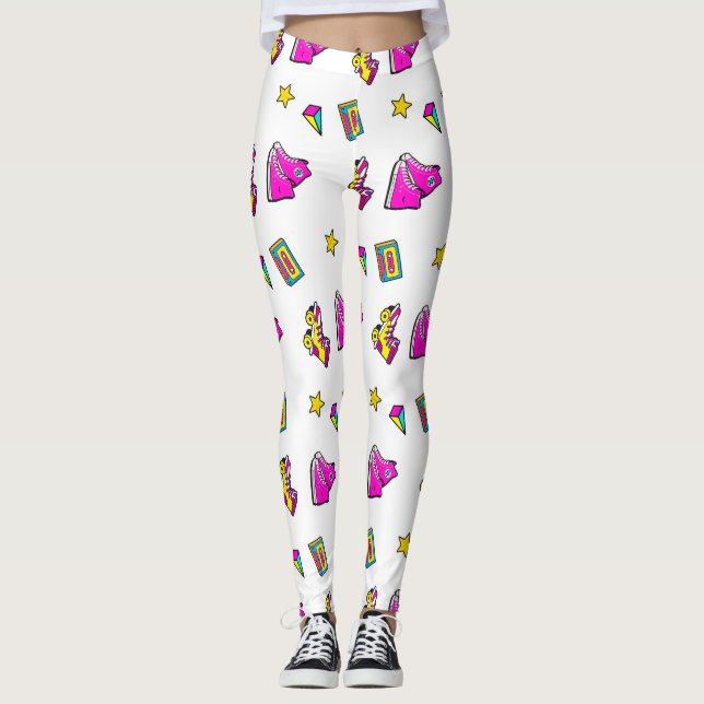 Leggings Patins rose et blanc (Devant)