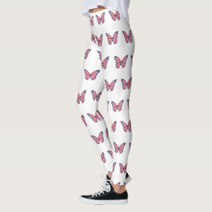 Leggings Patriotique Rouge Blanc Et Bleu Papillon