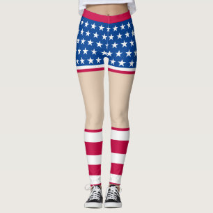 Leggings patriotiques rayés d'étoiles pour femmes