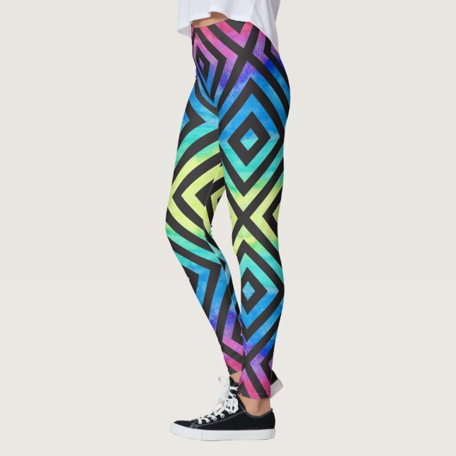 Leggings Patte géométrique noire et pointes de pinceau colo (Gauche)