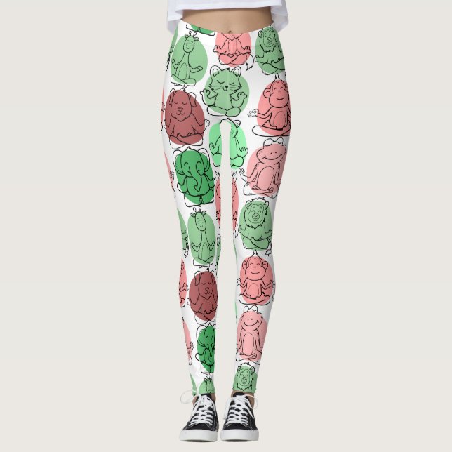 Leggings Patter les yoga poses | Yoga seamless pattern 18 (Devant)