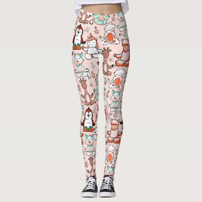 Leggings Patter les yoga poses | Yoga seamless pattern 51 (Devant)