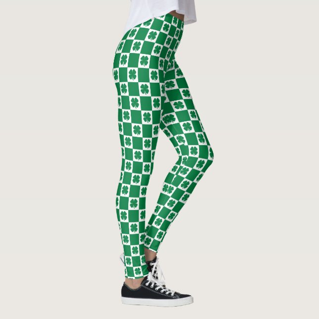 Leggings Patters de Checkered Green and White Shamrock (Droite)