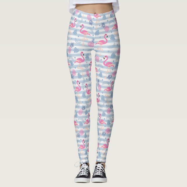 Leggings Patters de Whimsical Flamingo et Pineapple (Devant)