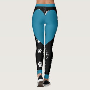 Leggings Pattes de chiot Cœur Bleu