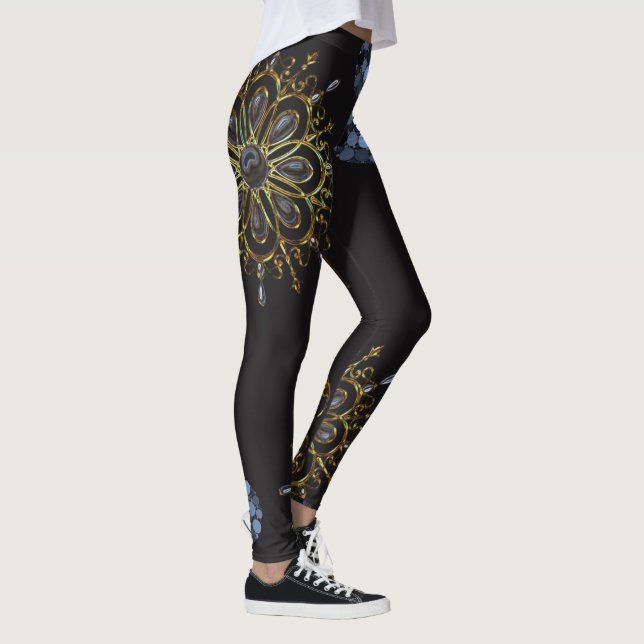 Leggings pattes longues en or bleu noir (Droite)