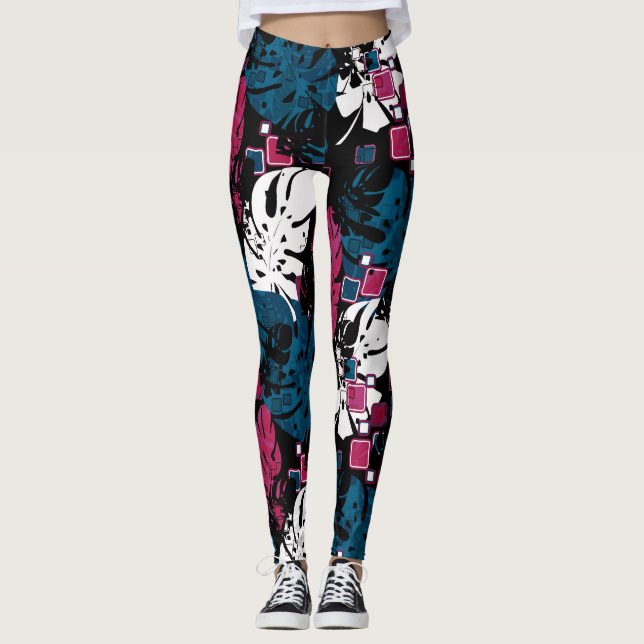 Leggings Paume de la jungle tropicale feuille (Devant)