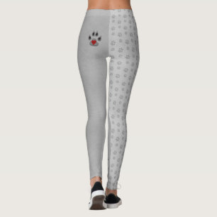 Leggings Paw Chien avec Gris et Accent Cardiaque