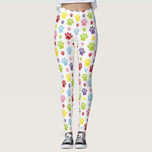 Leggings Paws colorés, Motif Paw, Paws de chien, Empreintes (Devant)