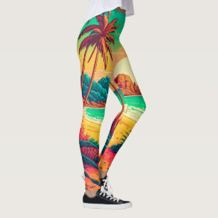Leggings Paysage coloré d'été de plage tropicale  