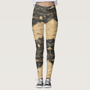 Leggings Paysage de montagnes vintage avec nuages (7)