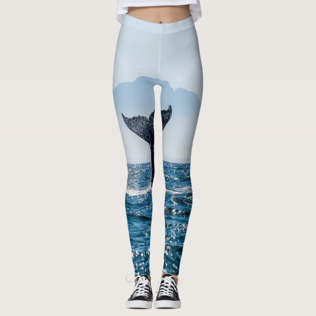 Leggings Paysage marin de la baleine : Eau Dramatique. (Devant)