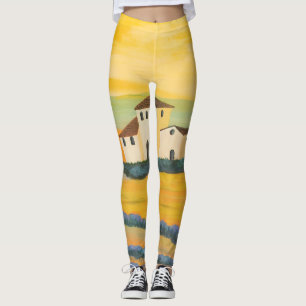 Leggings Paysage toscan, peintre privé, peinture acrylique