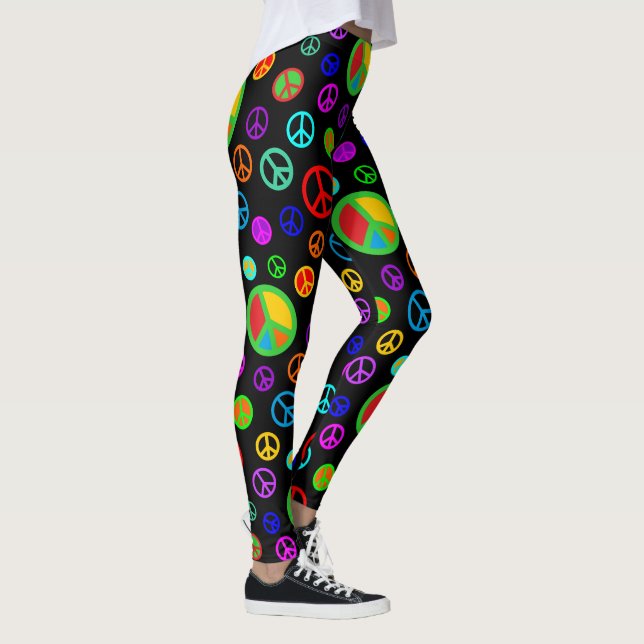 Leggings PEACE - motif plat multicolore + votre backgr. (Droite)