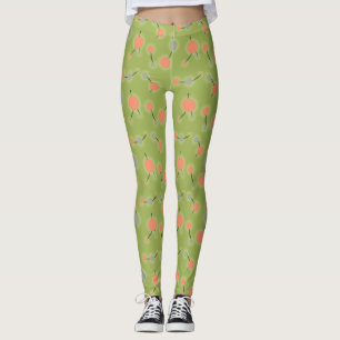 Leggings Peach Green de petites molécules rétro joueuses