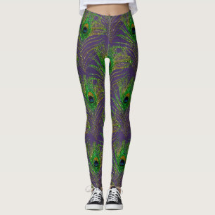 Leggings Peacock Feaths Peacocks Purple Gold Parties scinti