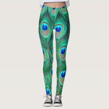 Leggings-peacock plumage texture