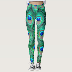 Leggings-peacock plumage texture leggings