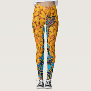 Leggings Peacocs et arbre décoratifs Art Nouveau vintages