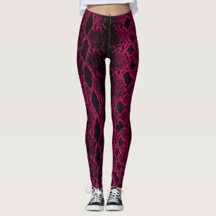 Leggings Peau de serpent rose noire