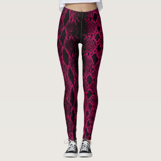 Leggings Peau de serpent rose noire