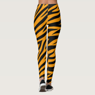 Leggings Peau de Tigre Noir Orange Motif Animal Sauvage Ray