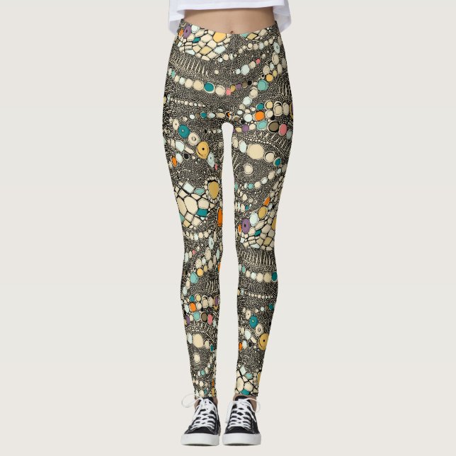Leggings peau iguane noir pop (Devant)