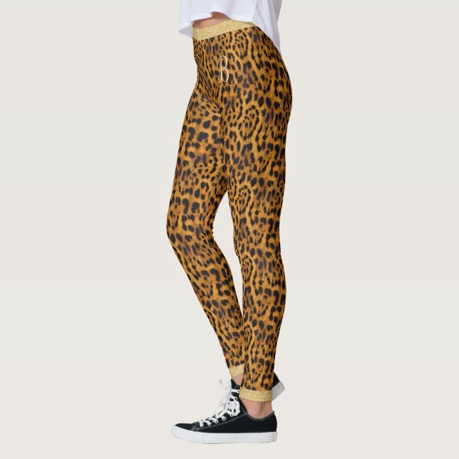 Leggings Peau Jaguar Imprimer Parties scintillant Or Chic | (Gauche)