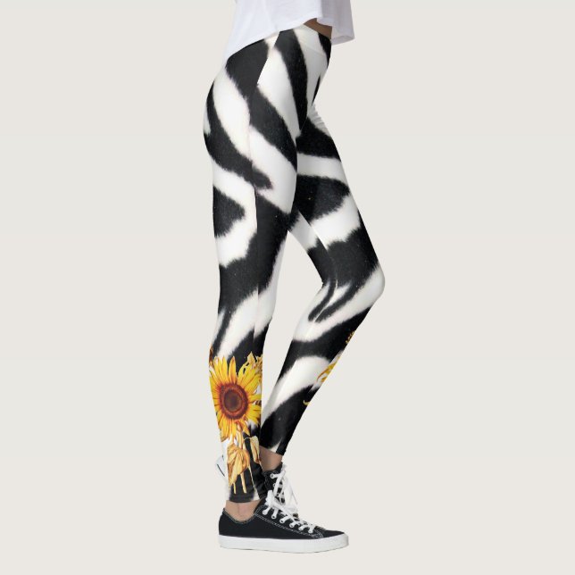 LEGGINGS PEAU ZEBRA BLANCHE NOIR IMPRIMÉE AVEC SOUFFLEURS (Droite)