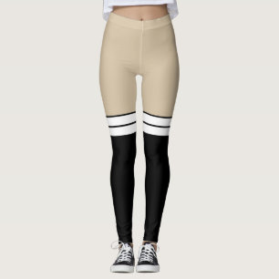 Leggings Peaux Tan Beige Couleur Noir Blanc Genou Haut Sock