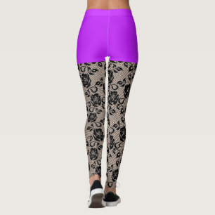Leggings Pêche à dentelle noire Faux avec pattes courtes vi