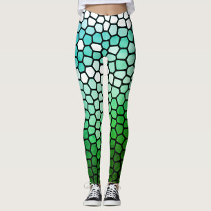 Leggings Peigne de miel vert et blanc
