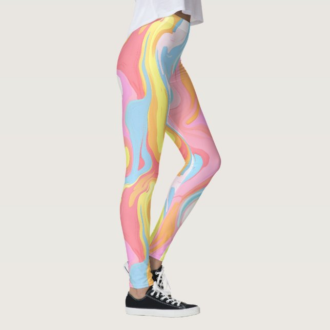 Leggings Peinture à goutte Abstraite pastel (Droite)