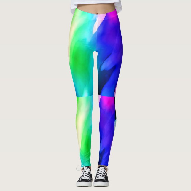 Leggings Peinture à l'aquarelle Abstraite colorée (Devant)