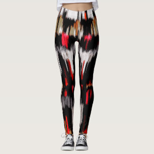 Leggings Peinture Abstraite blanche noire rouge