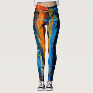 Leggings Peinture Abstraite bleue orange