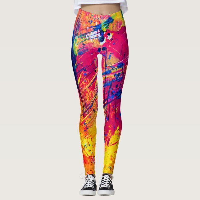 Leggings Peinture Abstraite brillante colorée (Devant)