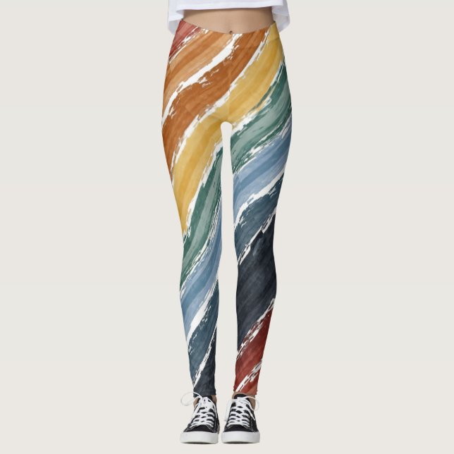 Leggings Peinture arc-en-ciel colorée vintage (Devant)