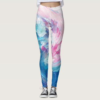 Leggings Peinture artistique abstraite rose bleu tourbillon