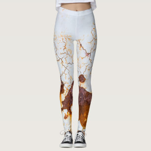 Leggings Peinture blanche fêlée, voiture rouillée.