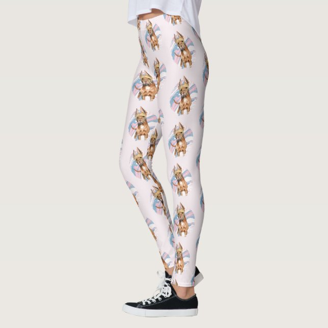 Leggings Peinture d'aquarelle de chien de pitbull (Gauche)
